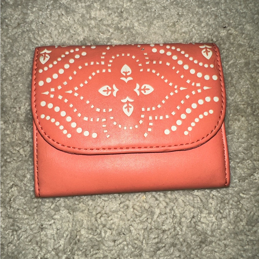 Vera Bradley coral leather trifold wallet